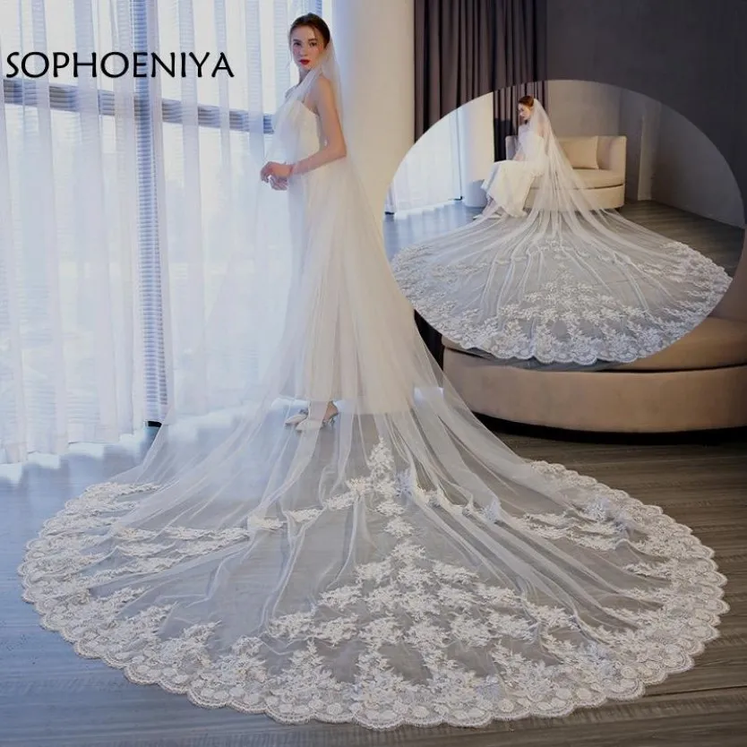 Brudslöjor REAL Bild Casamento Veil 2021 Wedding Voile de Mariee Accessories Veu Noiva Velo Novia 236Q