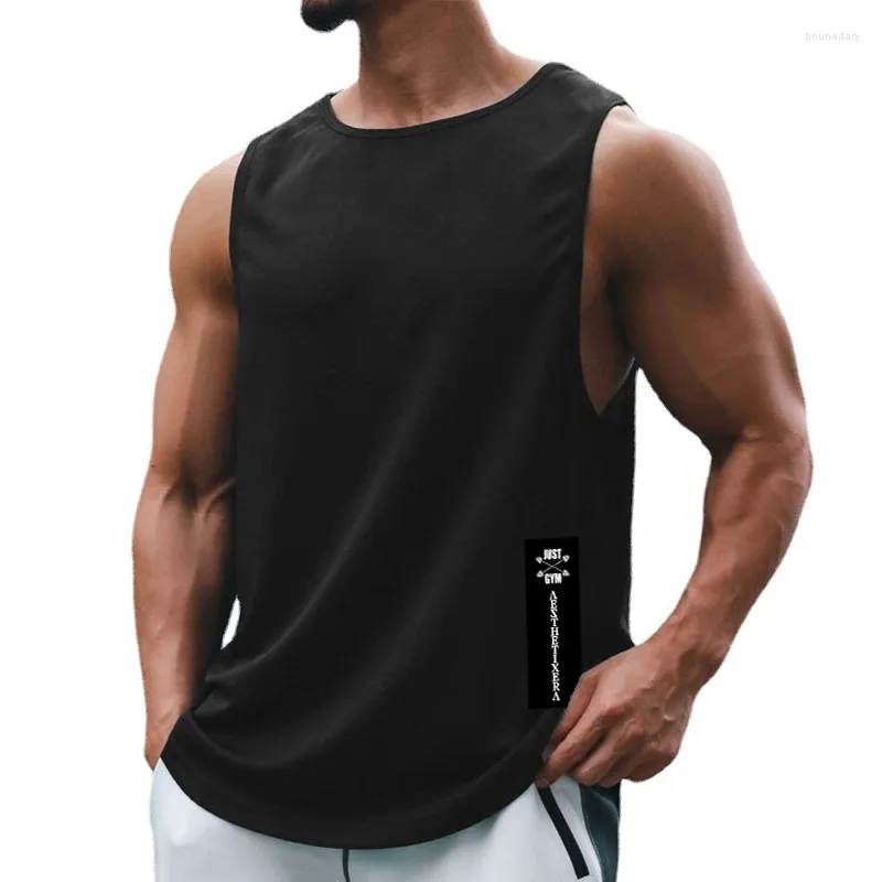 Herren Tanktops Männer Fitnessstudio Singulett Muskel Stringer Unterwäsche Fitness Sport ärmellose Hemdbrand Druck Workout Weste männliche Kleidung