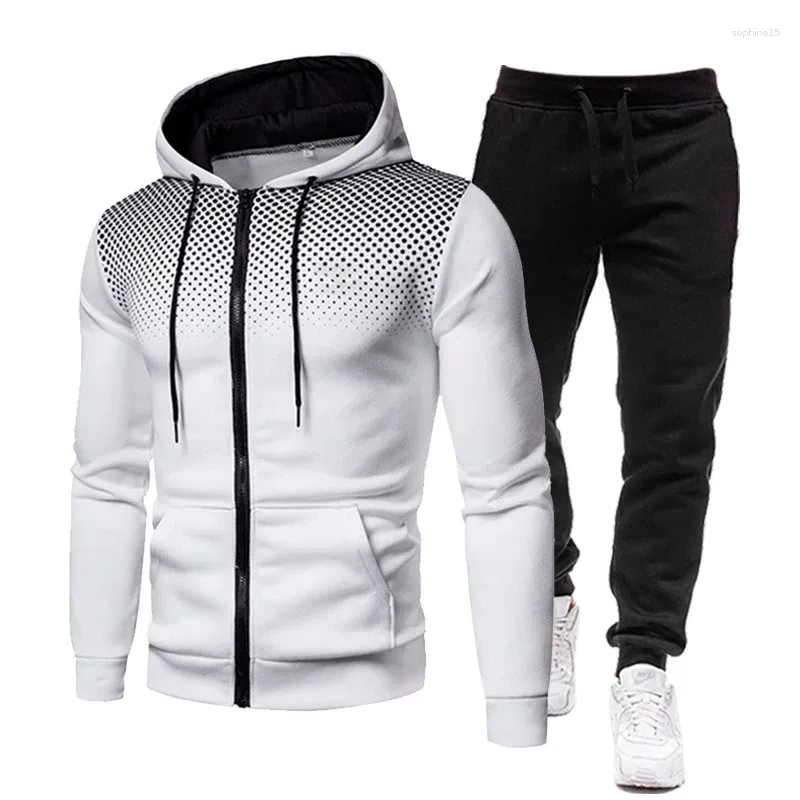 Men's Tracksuits 2024 Autumn/Winter Fashion Trend Hooded Pants Sports Shirts Zipper Casual Clothes Brushed Plush Personalized Sportswear
