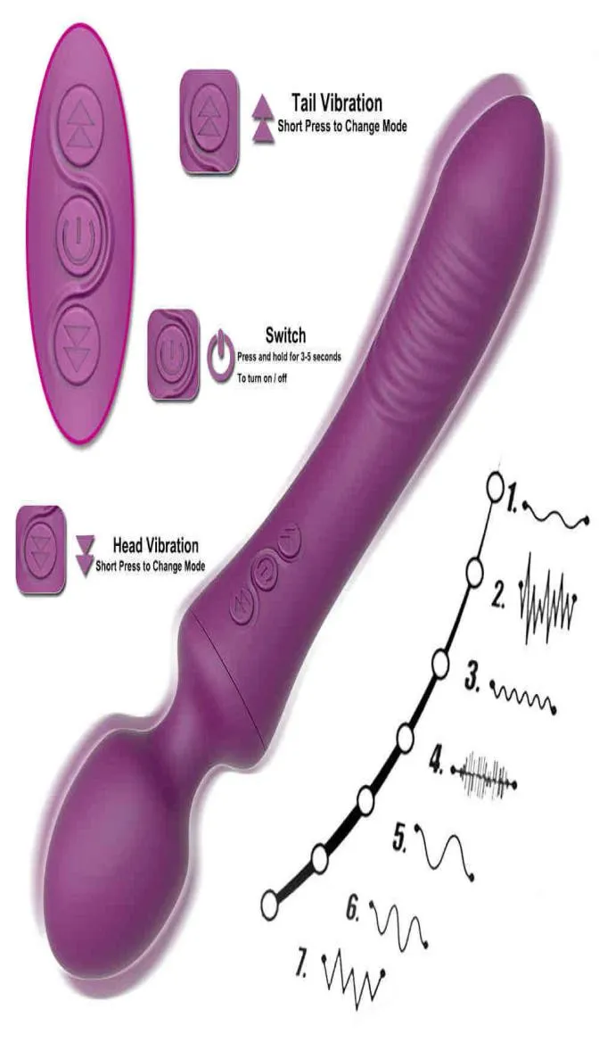 Wand Toysoft AV kraftfulla vibratorer för kvinnor 20 Speed ​​Dual Motor Dildo Vibrator Massager Sex Clitoris Vagina Anus Stimulera Q05089835002
