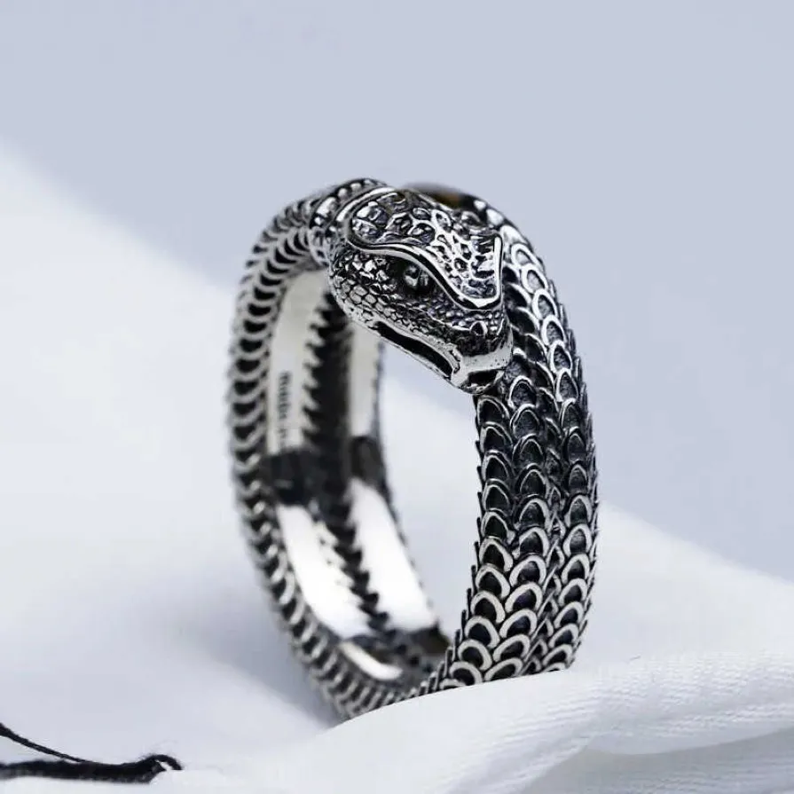 Luxury Designer Jewelry Mens Lovers Ring Ring Fashion Classic Snake Ring Designers Men and Women Anneaux 925 Sterling Silver Hiphop Ringe avec 296T