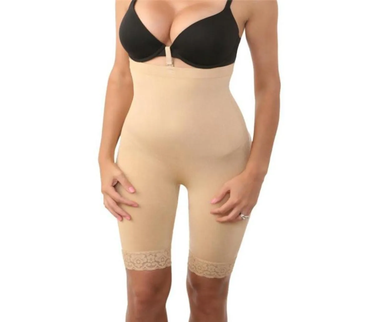 Kvinnor sömlös Shaper Body Lace Edge High midja underkläder Siamese Pure Color Forming Onepiece Slimfit Styling Buttock Underpant6119942