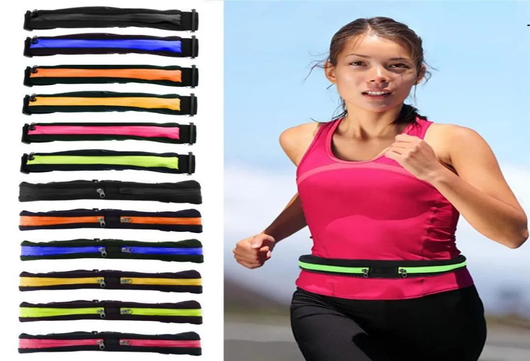 Running Belt Pouch vandringsficka jogging Sport Runner Zipper Fanny Pack Travel Belly midja Fitness Outdoor Cycling Bum Bag For6655955