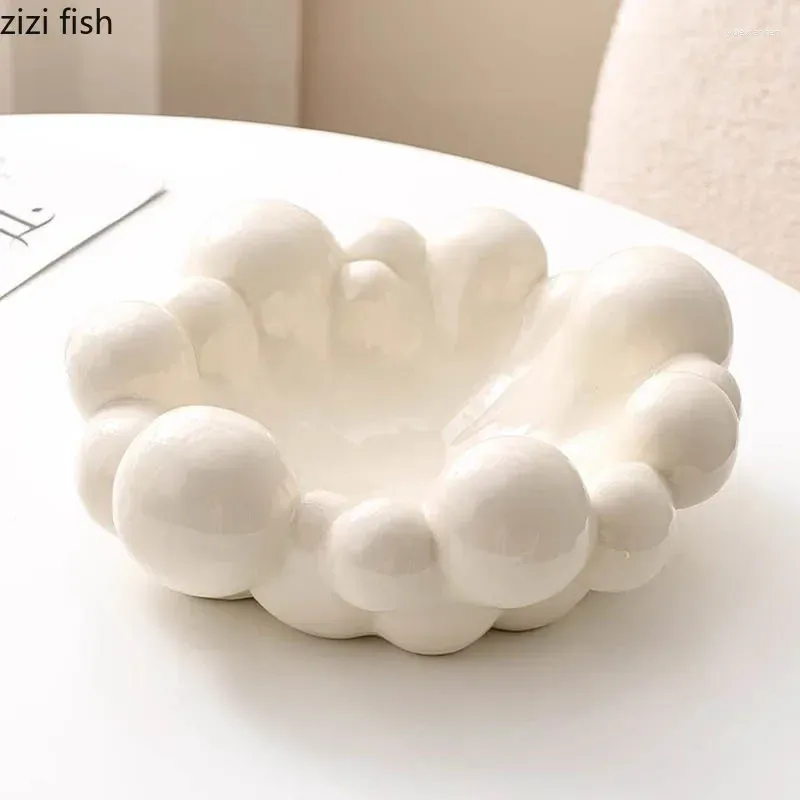 Plates Solid Color Creative Ceramic Fruit Plate Living Room Tea Table Dried Candy Snack Household Tableware