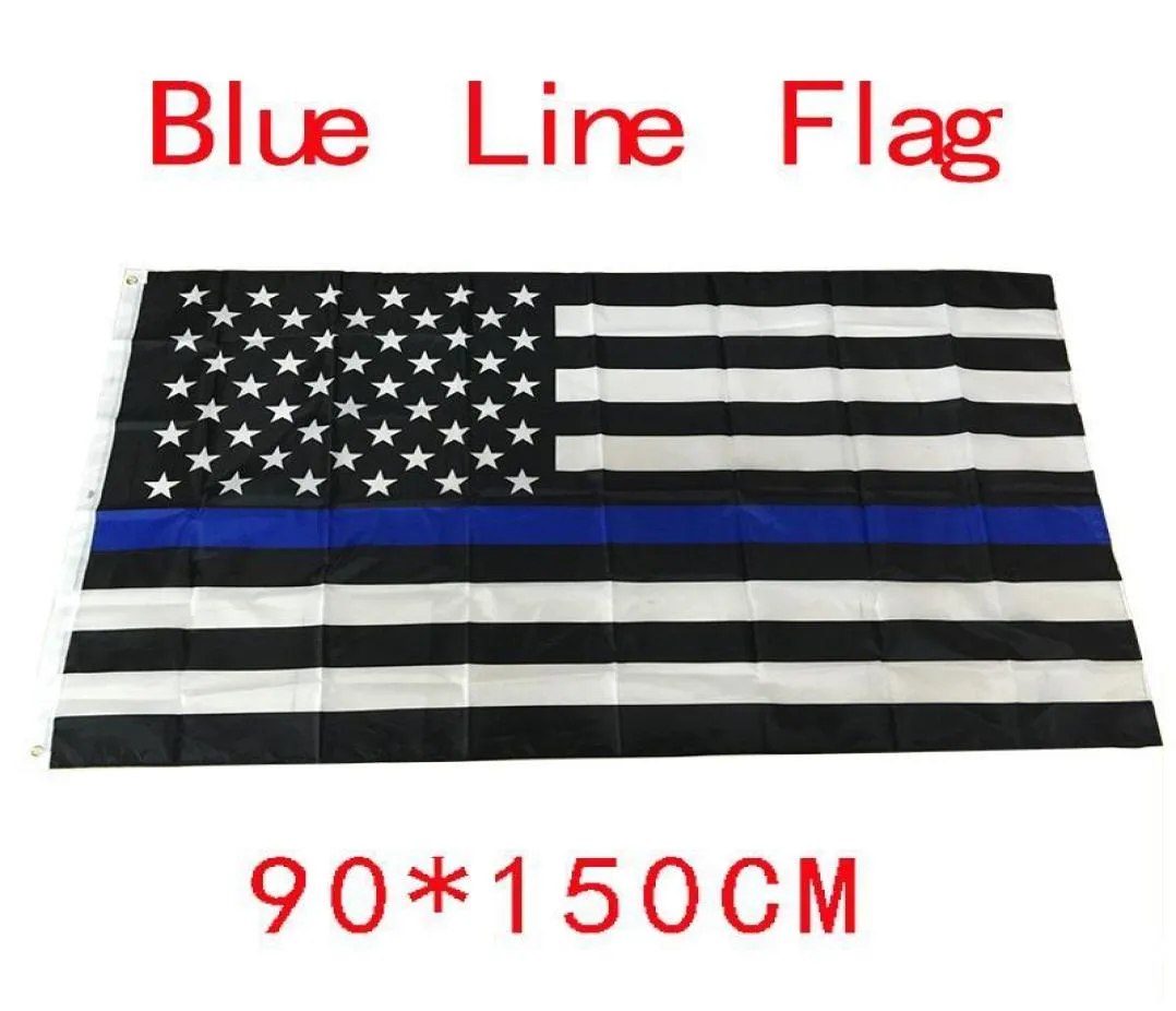 90150см Blueline USA Police Flags 3x5 Foot Thin Blue Line USA Флаг Черный белый и синий американский флаг с медными прокладками DBC BH21489514