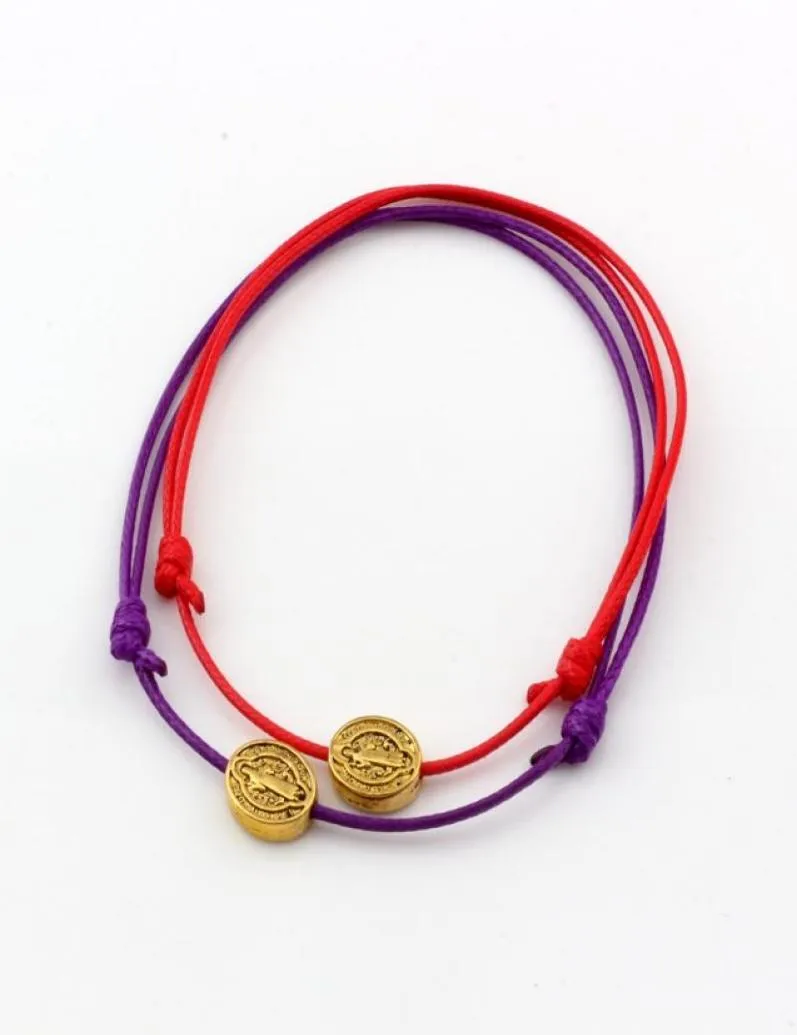 50Pcs Jewelry Making Wax Rope Adjustable Cord Wrist Weave Bracelet medal Benedict Santa Cruz oval spacers Beads6902989