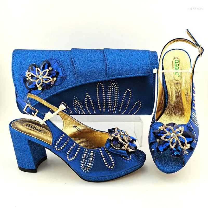DHgate Italian Leather Womens Dress Shoes and Handbag Set with Vibrant Crystal Embellishments in Cobalt Blue Shoes Accessories