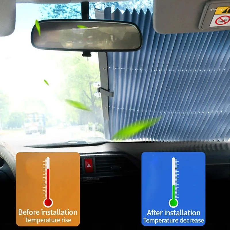 Gardinbil Sunshade Windshield Protection Dractable Front/Bakfönster Gardiner för Sun Visor Shades Summer UV Protective