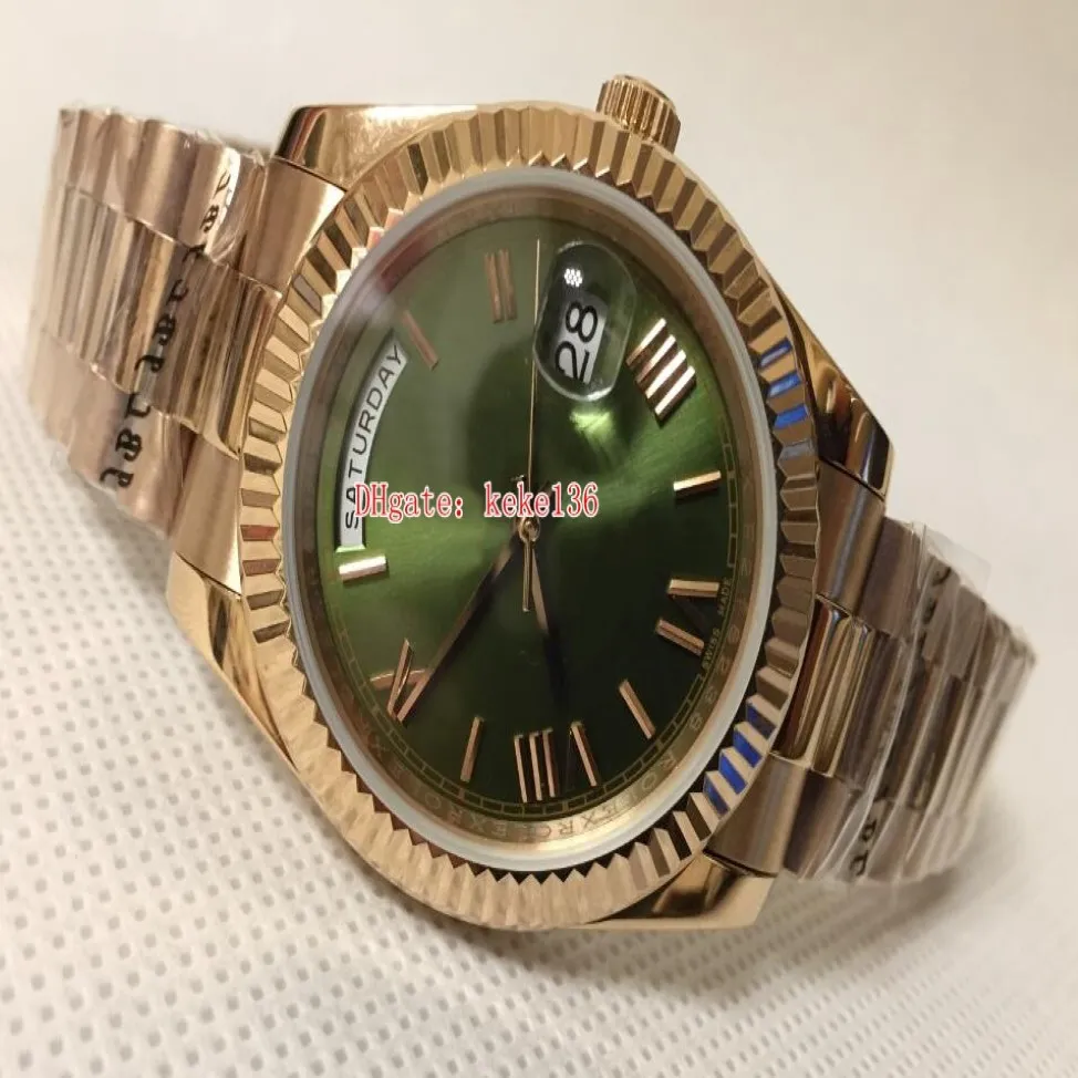 Fashion High Quality Watches men Wristwatches 40mm 228235 18K Rose Gold Green Roman Dial Luminescent Asia 2813 Movement Mechanical Auto 231A