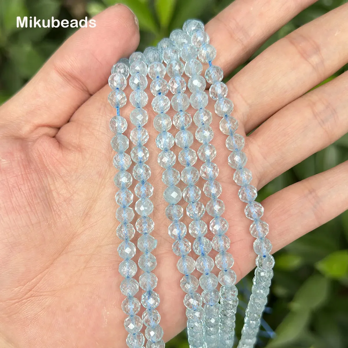 Natural al por mayor 5.8-6 mm 7.5 mm Blue Topaz Faciled cuentas sueltas redondas para hacer joyas Pulsra de collar de bricolaje Mikubeads 240510