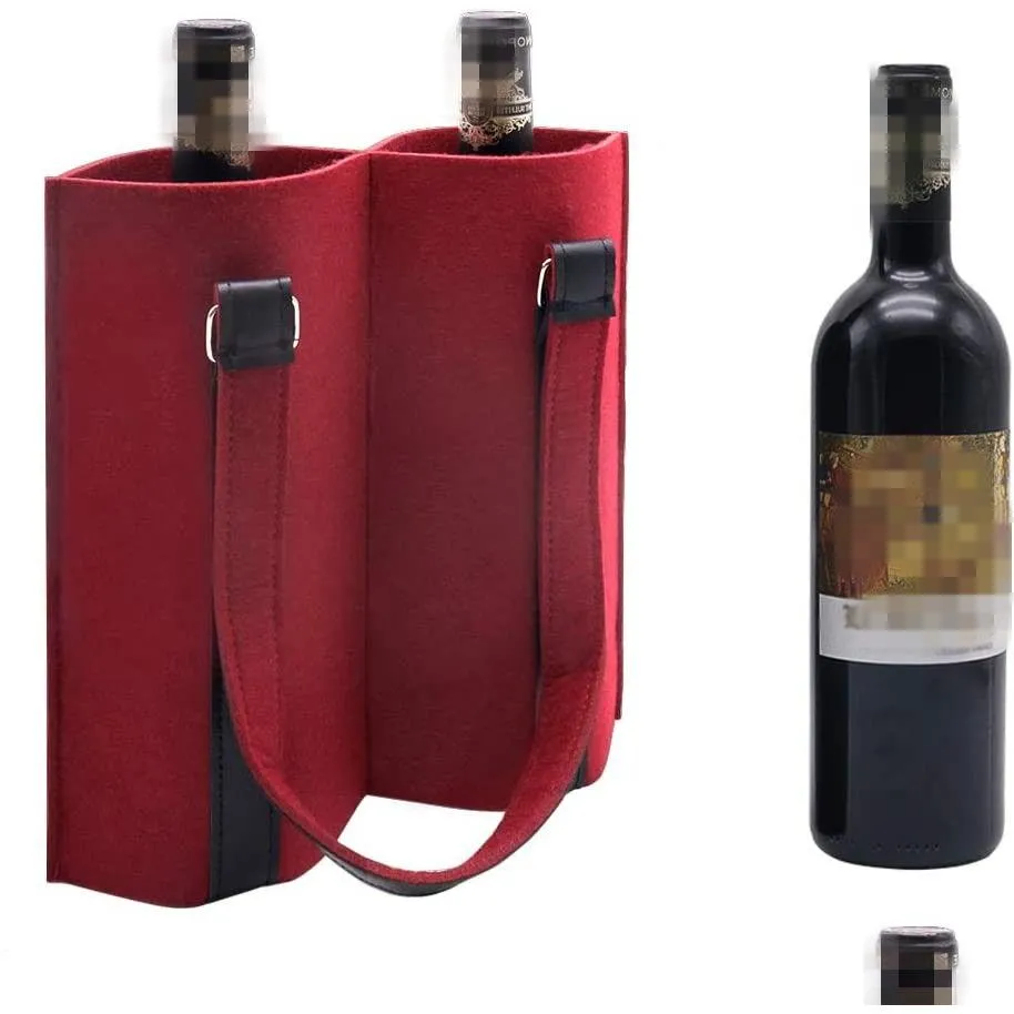 Bolsas de regalo de botella de vino al por mayor de cajas al por mayor bolsas para transportistas con embalaje de mango para el cumpleaños de la boda y la cena festiv dh8bl