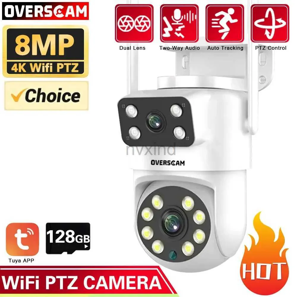 Caméras IP Tuya Smart Life 4K 8MP Double Lens PTZ Wiif Camera Dual Screen Automatic Tracking Outdoor 4MP Safety Video Suppeillance Camera D240510