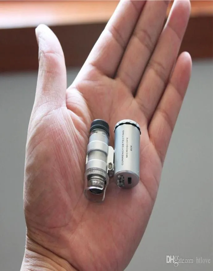 Silber 60x 2 LED Mini -Taschenmikroskop -Vergrößerung Juwelier Loupe Loupes Lupen Hochqualität 6414937