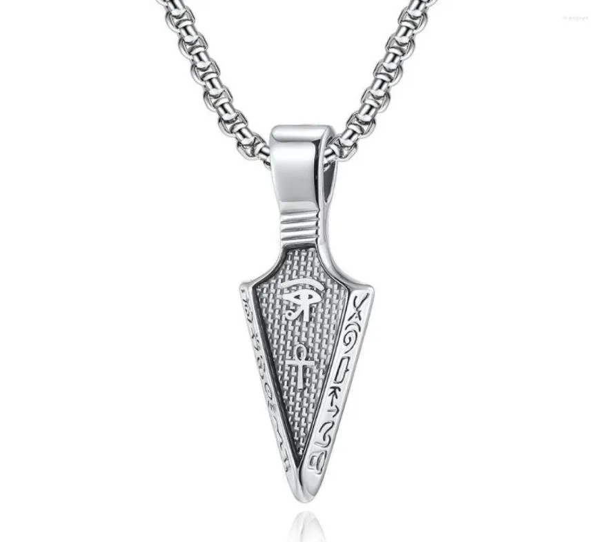 Colliers pendants Retro Eye of Horus Ankh Egyptian Cross Collier Ferme de flèche pour hommes bijoux en acier inoxydable2468269