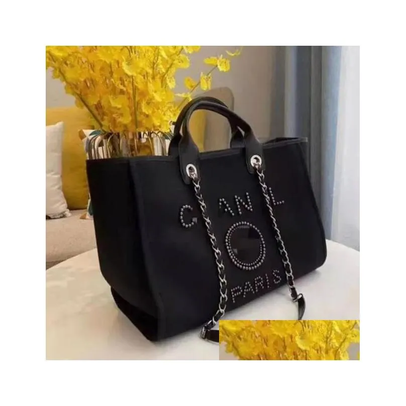 Autres sacs Designer Classic Evening Luxury Handbag Fashion Perle Brand Label Backpack Womens Beach Handbags Purse Femmes Canvas Hand Dhmce