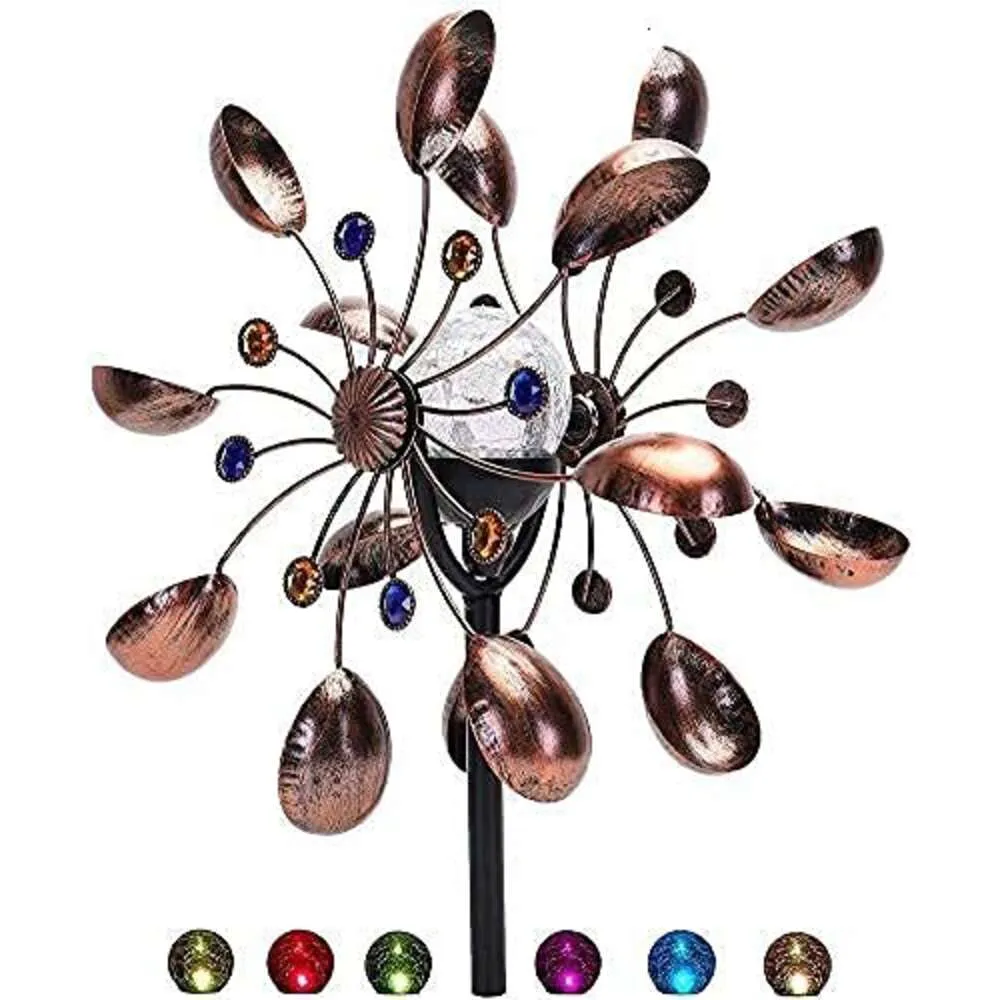 Nuenun Metal extérieur - Éclairage LED saisonnière multicolaire Boule en verre à énergie solaire avec spinner cinétique Double direction pour le jardin de pelouse de patio