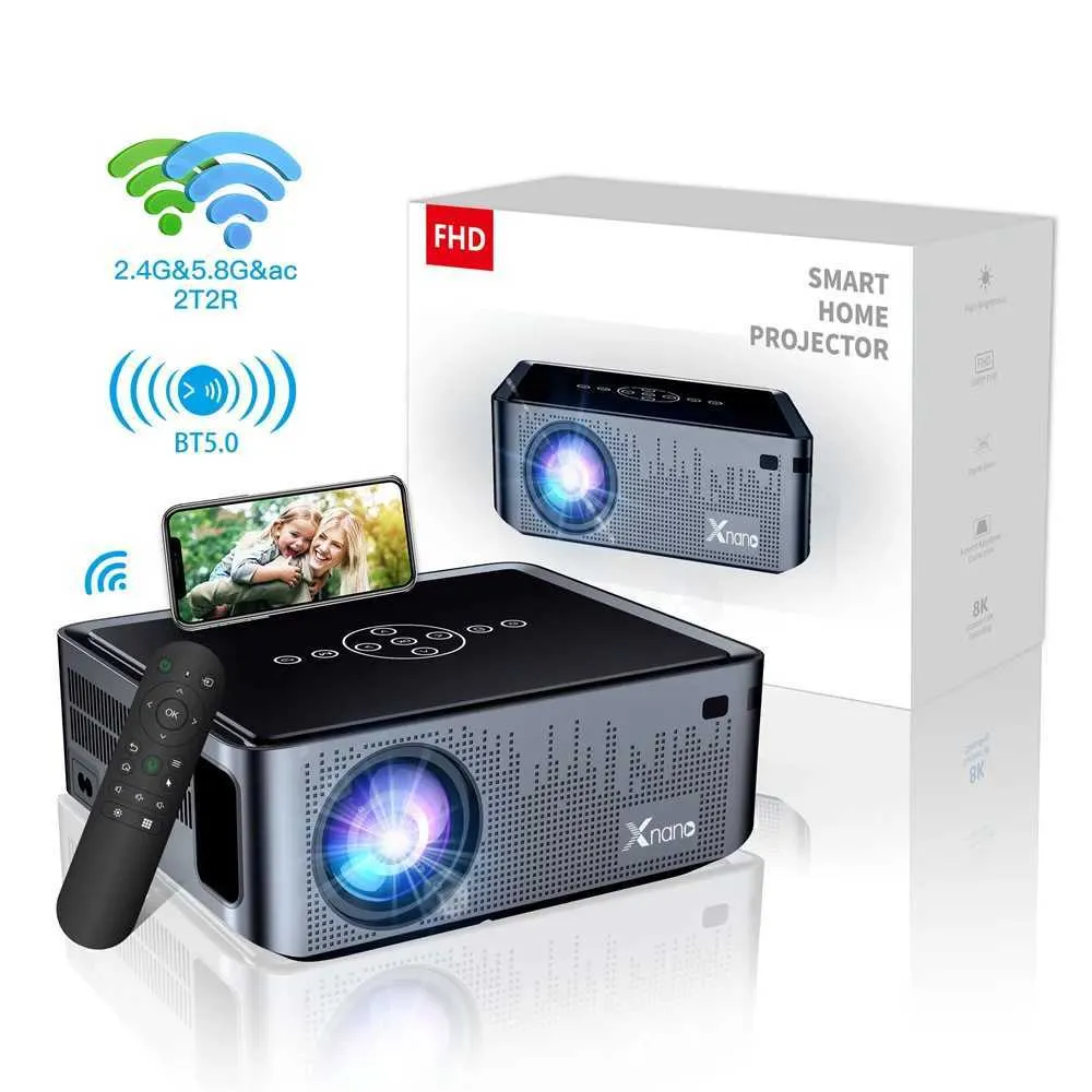 Projektory X1 Pro Smart Projector Android 9 OS 2.4/5G WiFi BT5.0 Audio Home Theatre 12000 Lumens Projector 2GB RAM 16 GB ROM 8K Android TV J240509