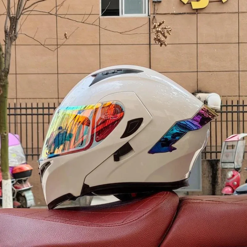 Orz Motobike Helmet Unisex Motocycle Helmets Modular Filp Up Full Face RacingデュアルバイザーDOT承認240509