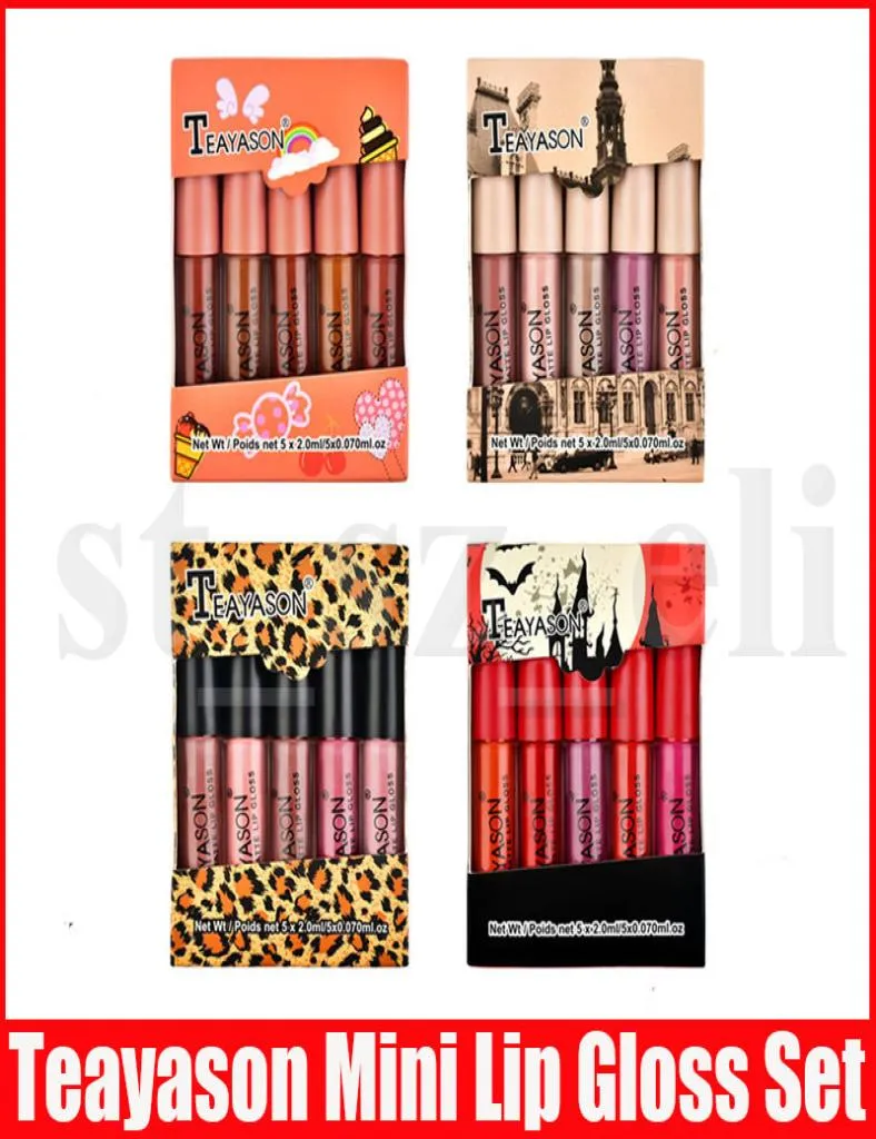 Teayason Lip Makeup Set 5pcs Mini Matte Liquid Lipstick lipkit Lip Gloss Nude Colour Lipgloss Make Up kit 4 Styles8932521