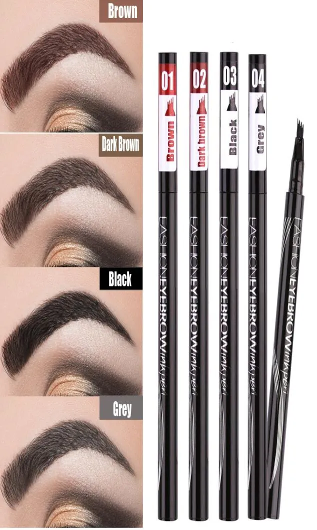 Vattentät naturligt ögonbrynspennor Fourclaw Eye Brow Tint Makeup Three Colors Brown Black Grey Brush Cosmetics4807854