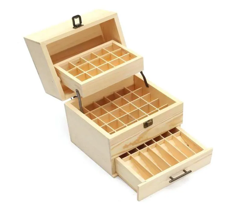59 ranuras 3 capas Organizador de almacenamiento de cajas de soporte de botellas de aceite esencial de caja de aceite de madera1721687