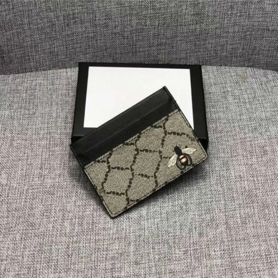 2022 Fashion Nouveau design européen portefeuille en cuir masculin porte-cartes sacs imprimé abeille Tiger Snake Mens Small Credit Card Wallet 2705