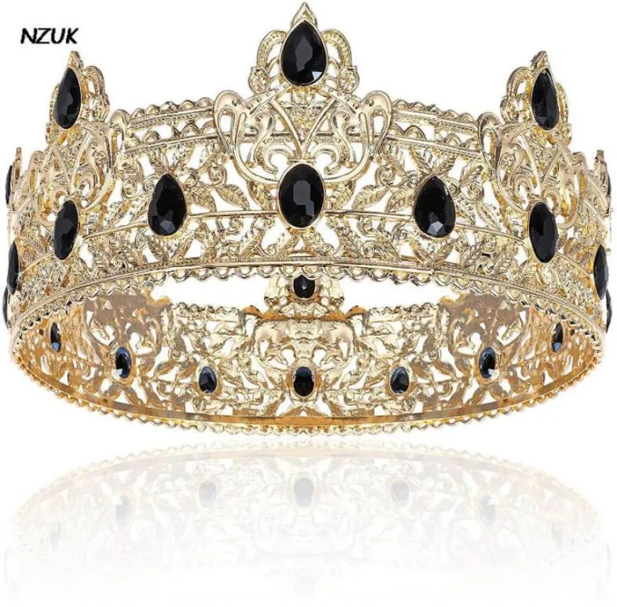 Copricapi nzuk metal principe gemme corone e diademi cappelli da festa di compleanno pieni di compleanno royal corona per uomini accessi