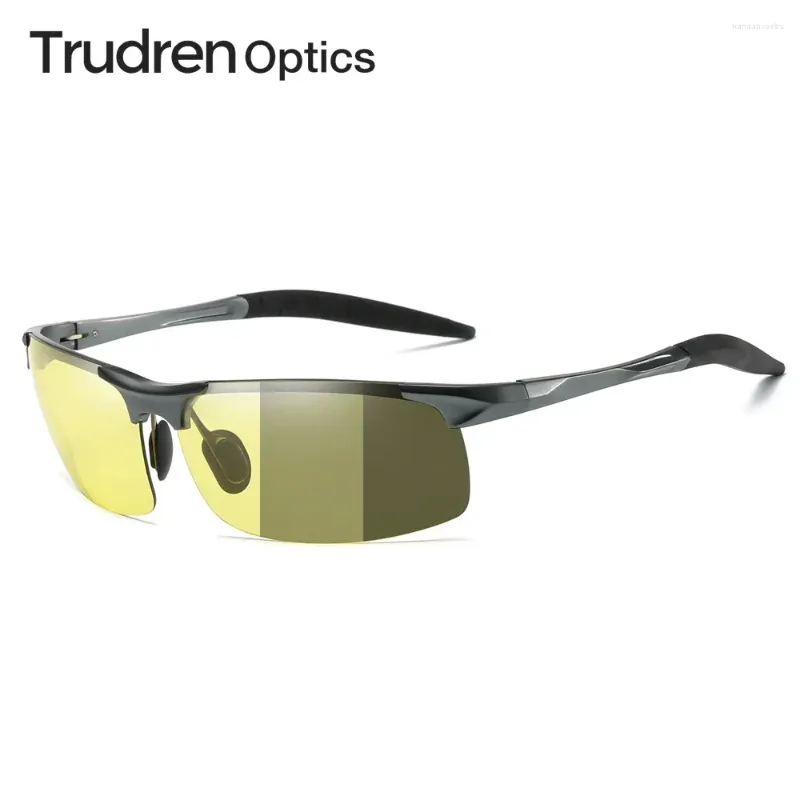 Lunettes de soleil Trudren Mens Sport Pochromic pour les verres de conduite de nuit en aluminium enveloppant PO Chromic Running Glass 5933