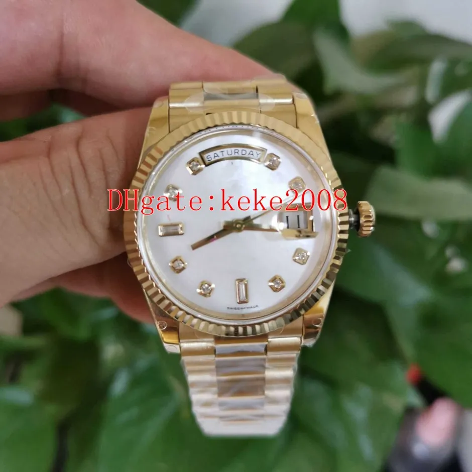 BPF armbandsur Män klockor 128238 36mm Yellow Gold Diamond Mor of Pearl Dial Rostfritt stål 316L 2813 Rörelse Automatisk mekaniker 247S