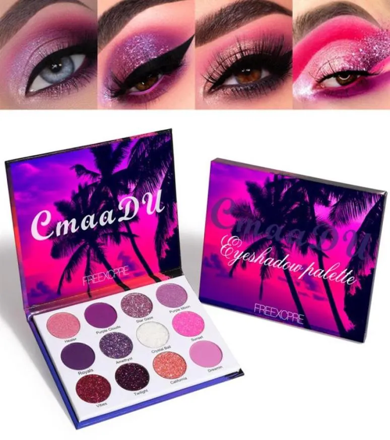 12 Colorss Bright Glitter Eyeshadow Palette Natural High Pigmented Purples Pink Makeup Colorful Vibrant Make Up Pallets Kit 12 Col1115347
