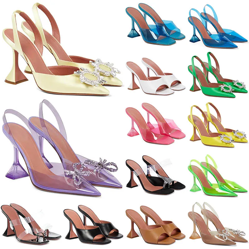 Femmes Habills Chaussures Sandales à talons Bow Crystal Emboucle ornée Poirée Toesl Summer Summer Filles Transparents Talons hauts Taille 35-42 avec boîte