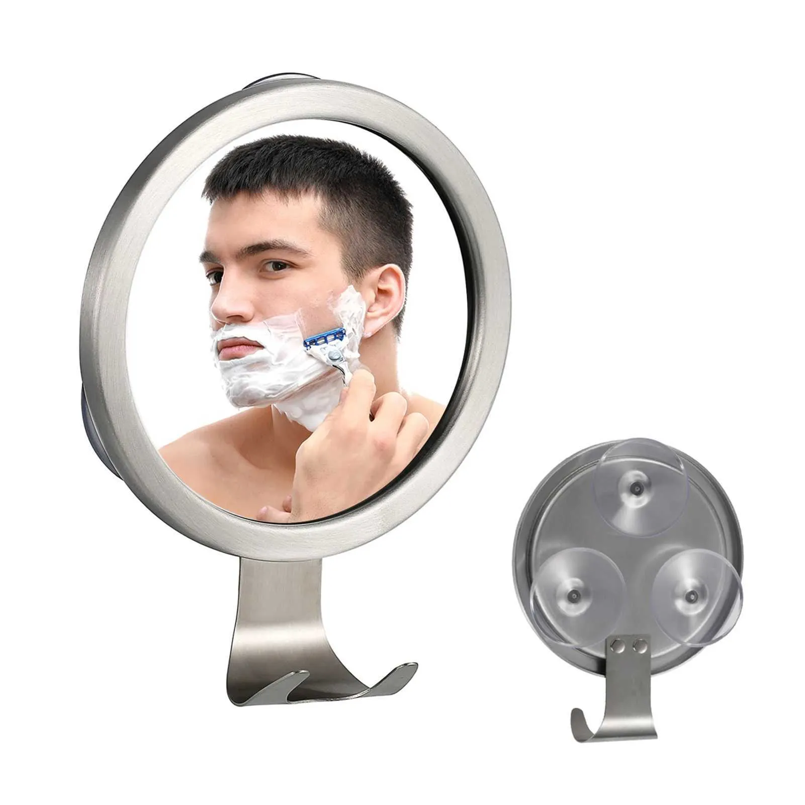 Compact Mirrors Bathroom fog free mirror shower shaver hook wall installation with suction cup Q240509