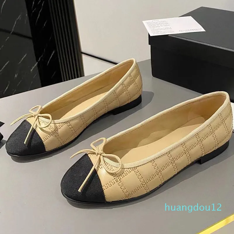 15a Nouvelles couleurs Femmes Ballet Flats Rison Designer de marque classique Toe Round Sweet Bow-noué DÉCORS TOUTES SAISONS À LA MARCHÉE À PLAT avec un confort doux Designer féminin