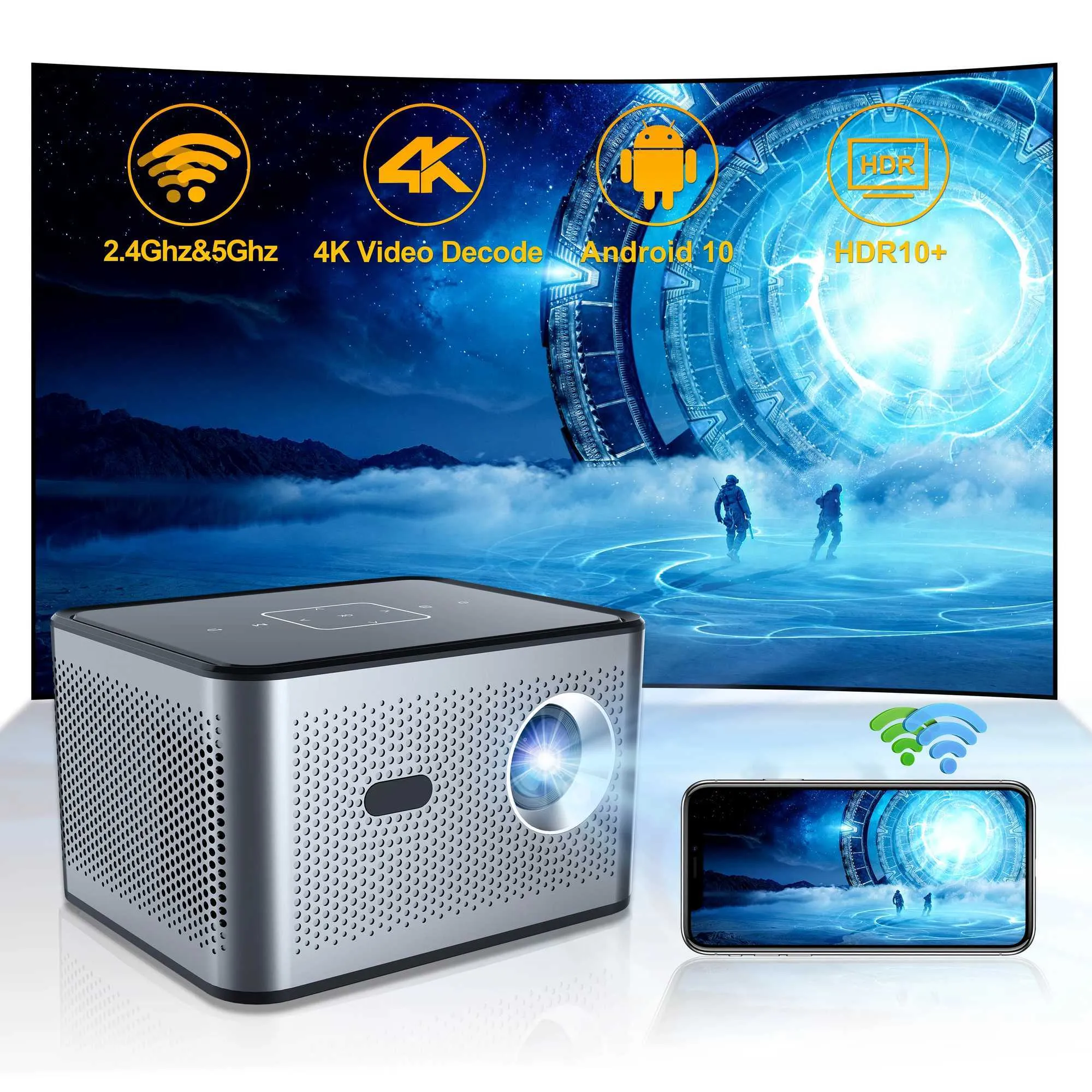 Projecteurs Xnano New X3 Pro H700 Mini Projecteur Electric Focus Android 10 720P 19 Langue 4K LCD LED Multimedia Mini Projecteur J240509