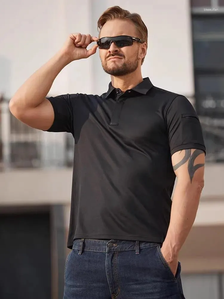 メンズポロスグレーの顧客ポロシャツクールマックスクイック乾燥Tシャツカジュアルビジネスラペル短袖戦術的なタフガイトップ