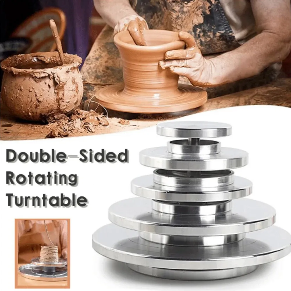 1Pc Pottery Wheel Rotating Tools Double Face Use Turntable Aluminum Alloy Tools Ceramic Clay Sculpture Platform 240510