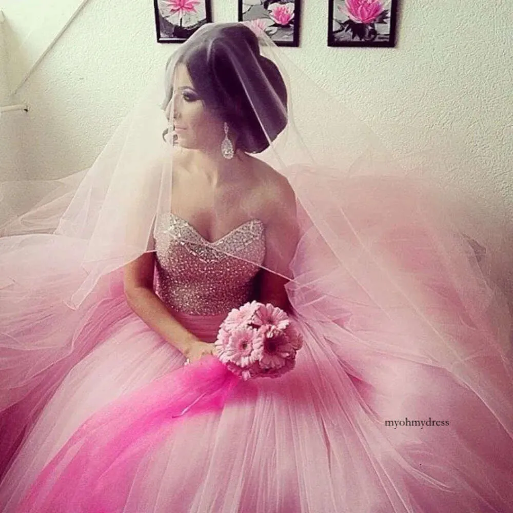 Pink color gown for wedding clearance