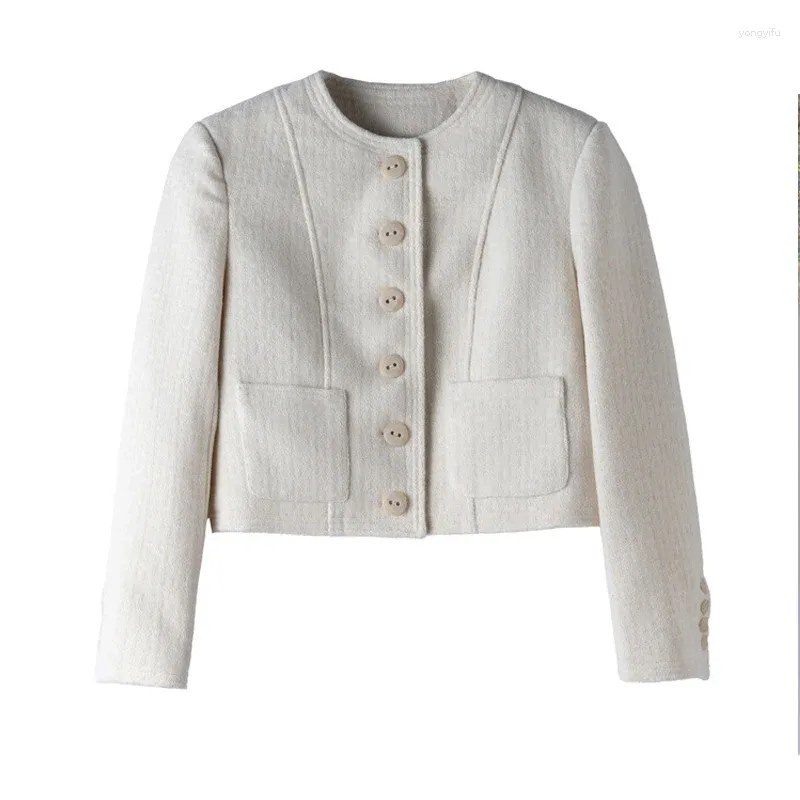 Giacche da donna White Tweed Green Coat Spring/Autumn Short Short Short Small top fragrant