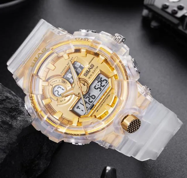 New Fashion Watch Unisex Student Transparent Best Quartz Analog Led Led Digital Watch Date Man Водонепроницаемый Gold5876378