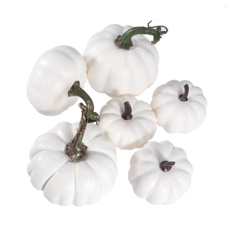 Dekorative Blumen Kürbisse 6 verschiedene Größen rustikaler Ernte weiße Künstliche für Herbst Thanksgiving Dekorieren Verzierungen und