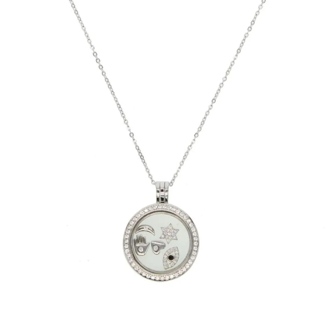 925 sterling silver floating locket necklace fits european lucky symbol open silver necklaces7898124