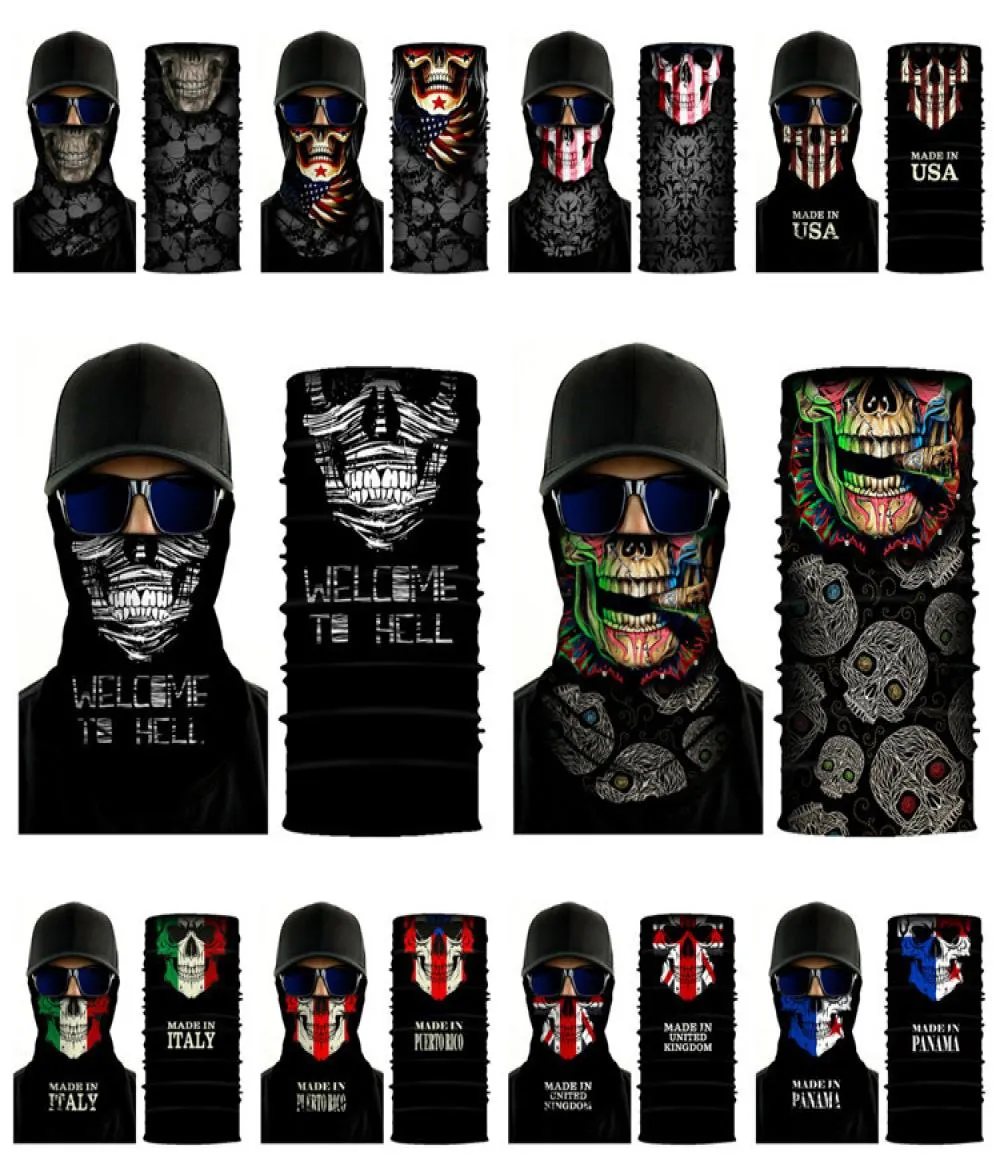 Multifunktion Skull Scarf Print Cycling Masks Headbones Sömlös Magic Scarf Halloween Party Masks 20Style T2I511133952354