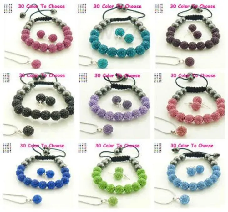 10pcslot 10 mm Crystal Clay Slae Nouvelle arrivée disco perle hinstone shamballla set bracelet collier clouts oreilles bijoux u3566905