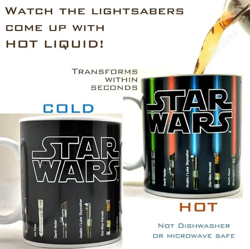 Canecas personalizando imagem star-t wars caneca sabre de luz térmica reação de café alteração de chá xícaras de leite xícaras de leite presentes