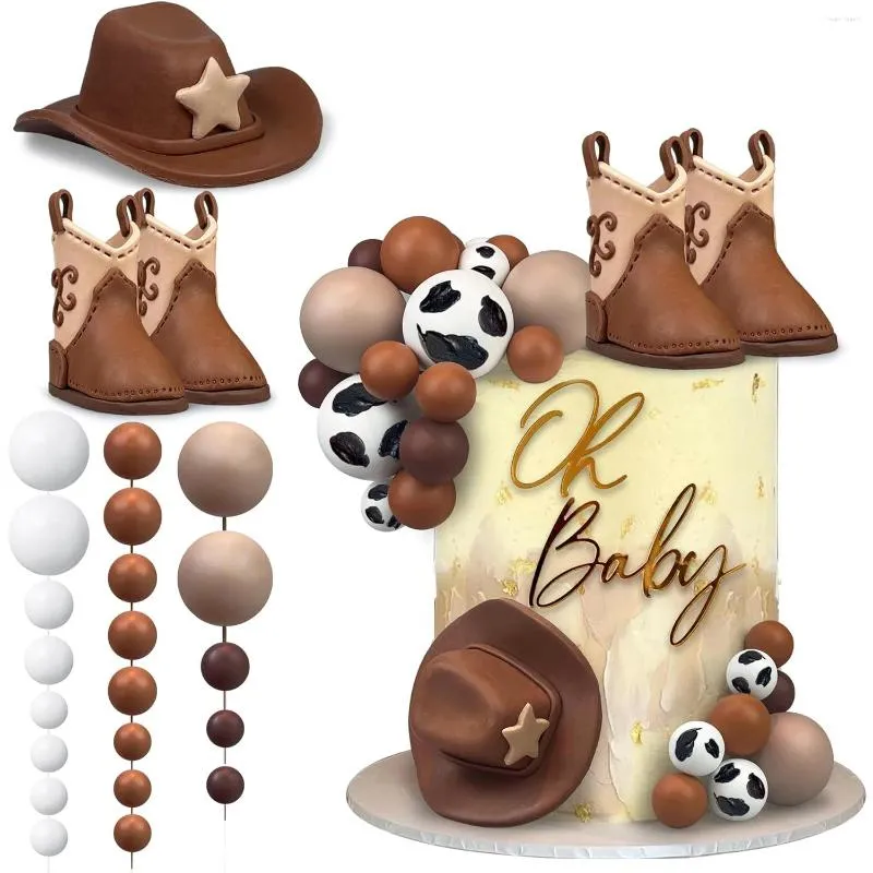 Fournions de fête Cowboy Cake Decorations Hat Boot Toppers Western Anniversaire Baby Shower pour les faveurs à thème