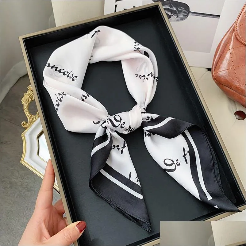 Scarves Womens Silk Satin Hair Fashion Square Printed Headscarf 70Cm Professional Accessories Designer Scarfscarves Drop Delivery Dhvs8