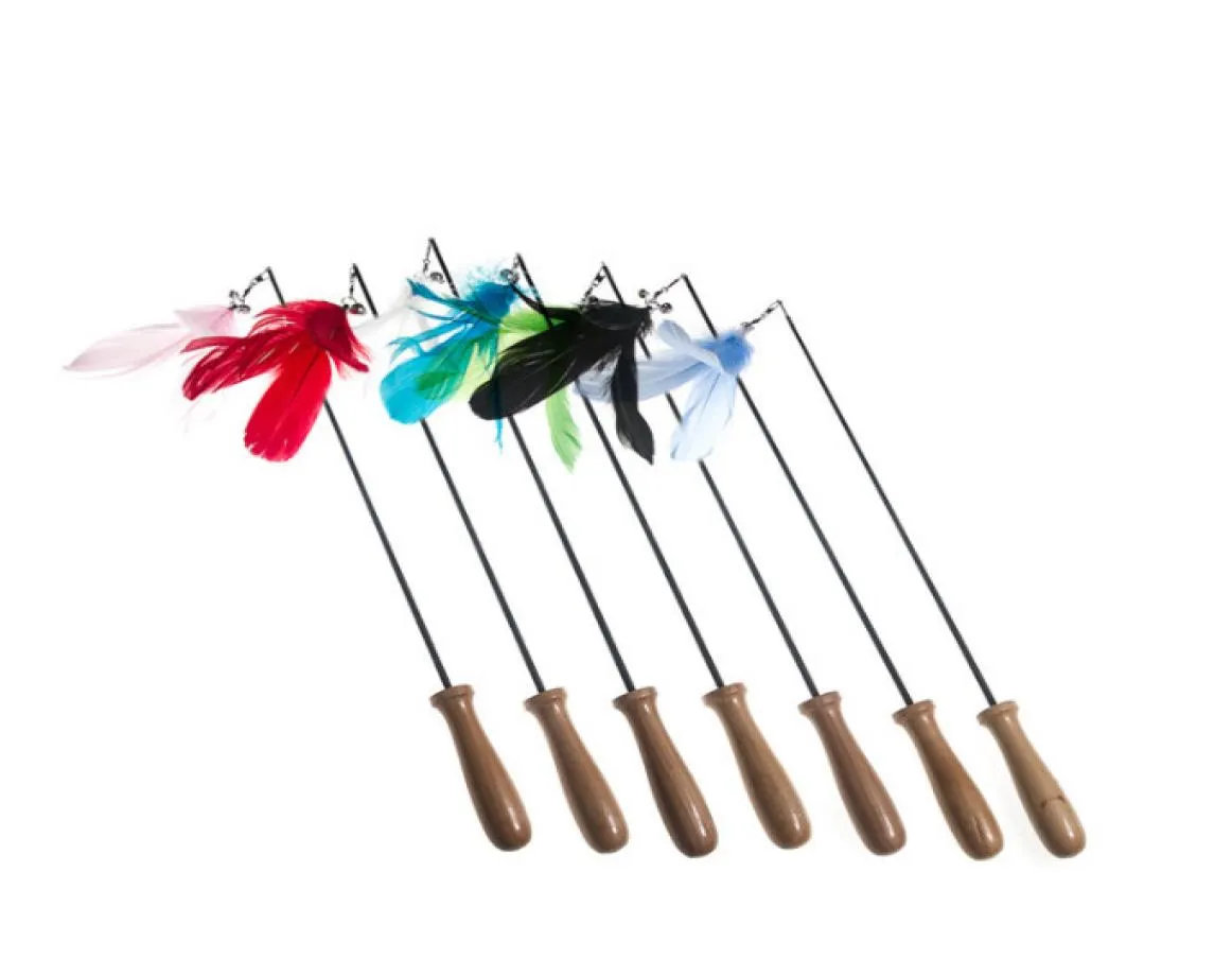 pet cat kitten toys playing toys for pet cat kitten teaser fishing pole rod wooden sticks retractable feather 20pcs3322822