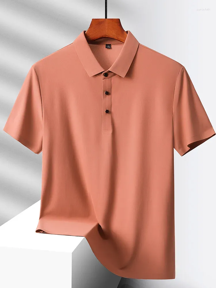 メンズポロスメンポロシャツクールな薄い夏の特大4xl 5xlプラスサイズ2024トップ品質シームレスファッションショートスリーブTシャツ男性
