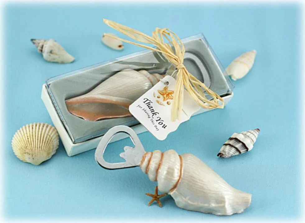 30pcs Sea Shell Openders Overner ouvre-bouteille Sand Sand Summer Beach The Shower Wedding Favors Gift in Box8663650