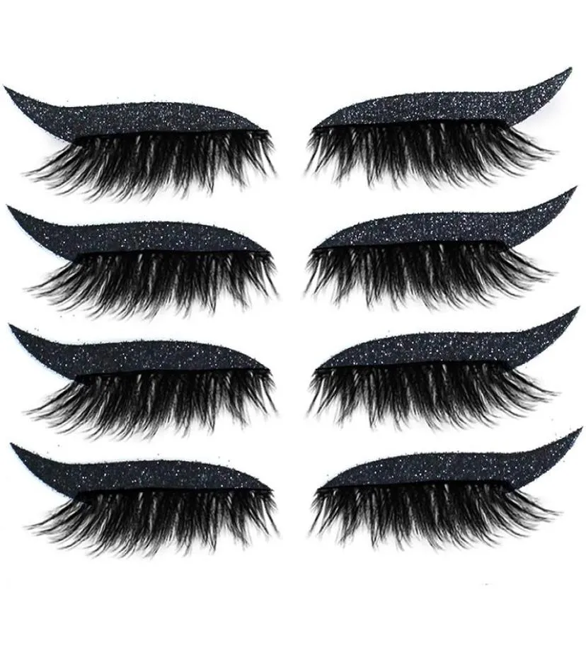 False wimpers 8pcs4pairs herbruikbare wimpers eyeliner en wimperstickers waterdicht gemakkelijk te gebruiken verwijder gereedschap4821867